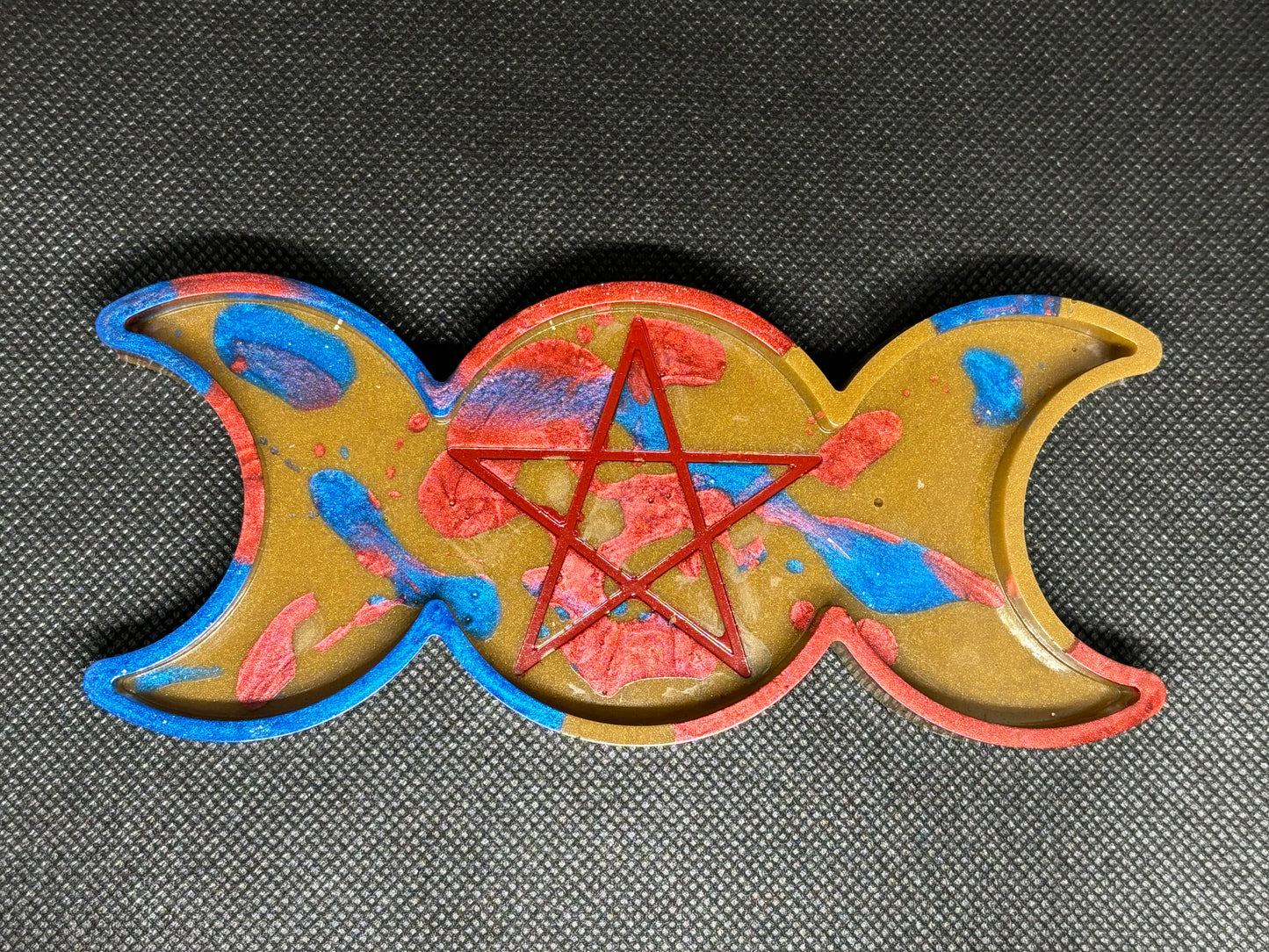 Pentacle Triple Moon Tray (Red/Blue/Gold)