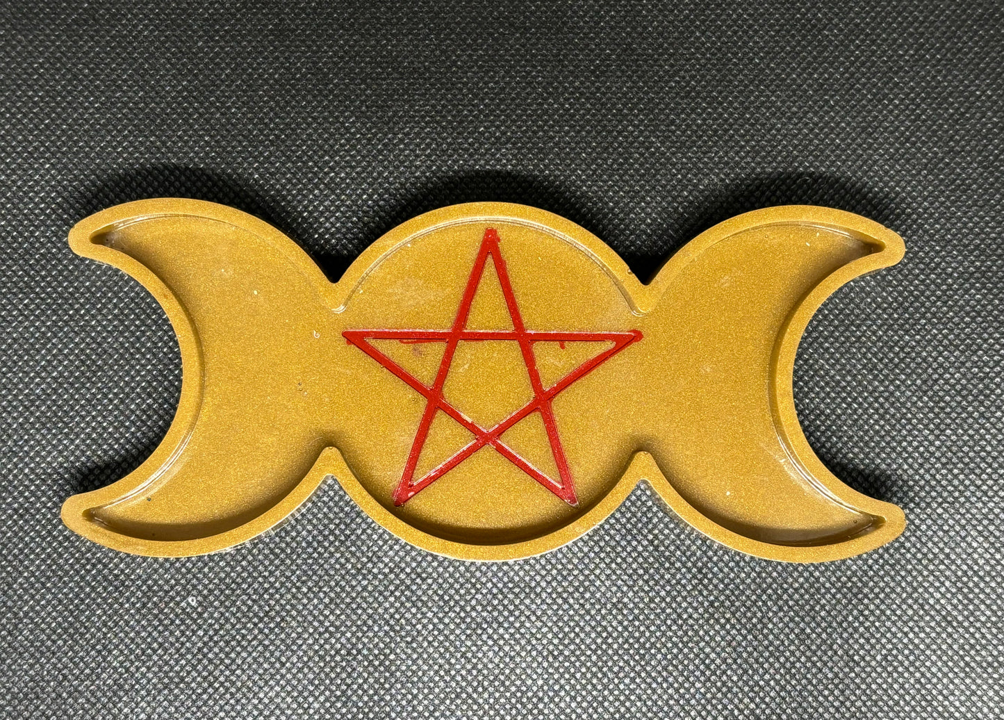 Pentacle Triple Moon Tray (Gold/Red)