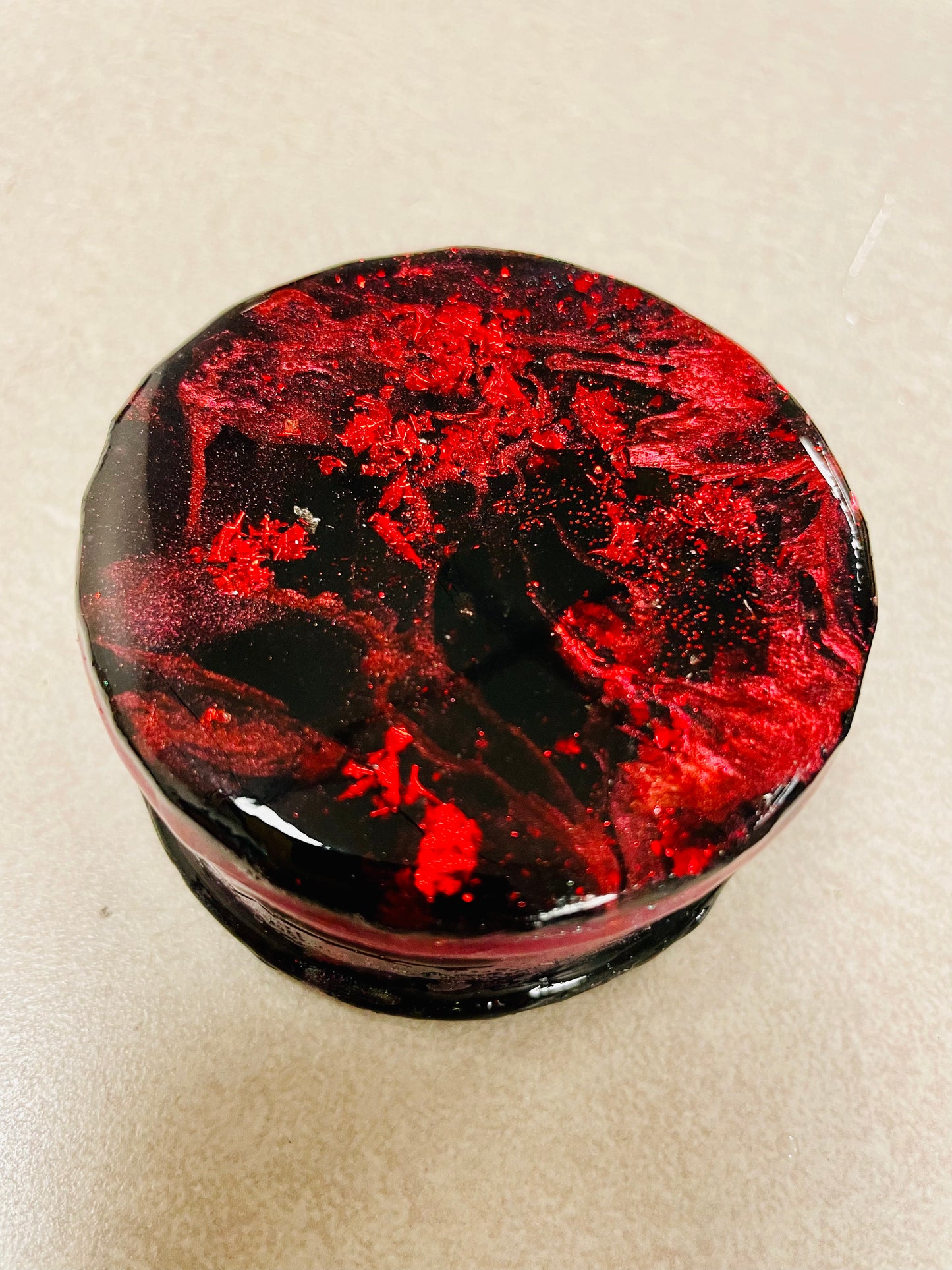 Black and Red Glitter Grinder, Black & Red Two-Color Resin Herb Grinder - Made to Order