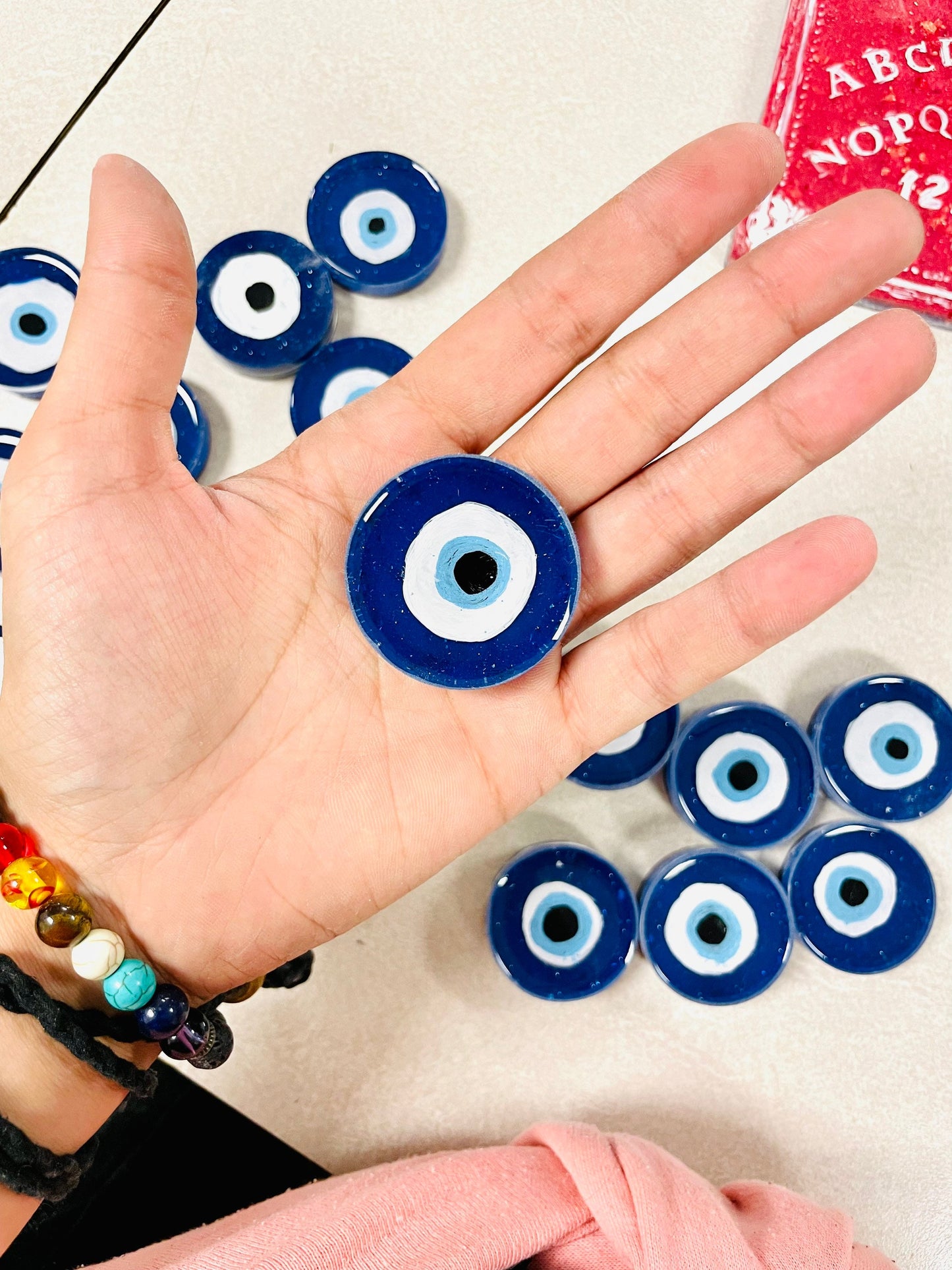 Resin Evil Eye Protection Keychain Amulets, Handmade