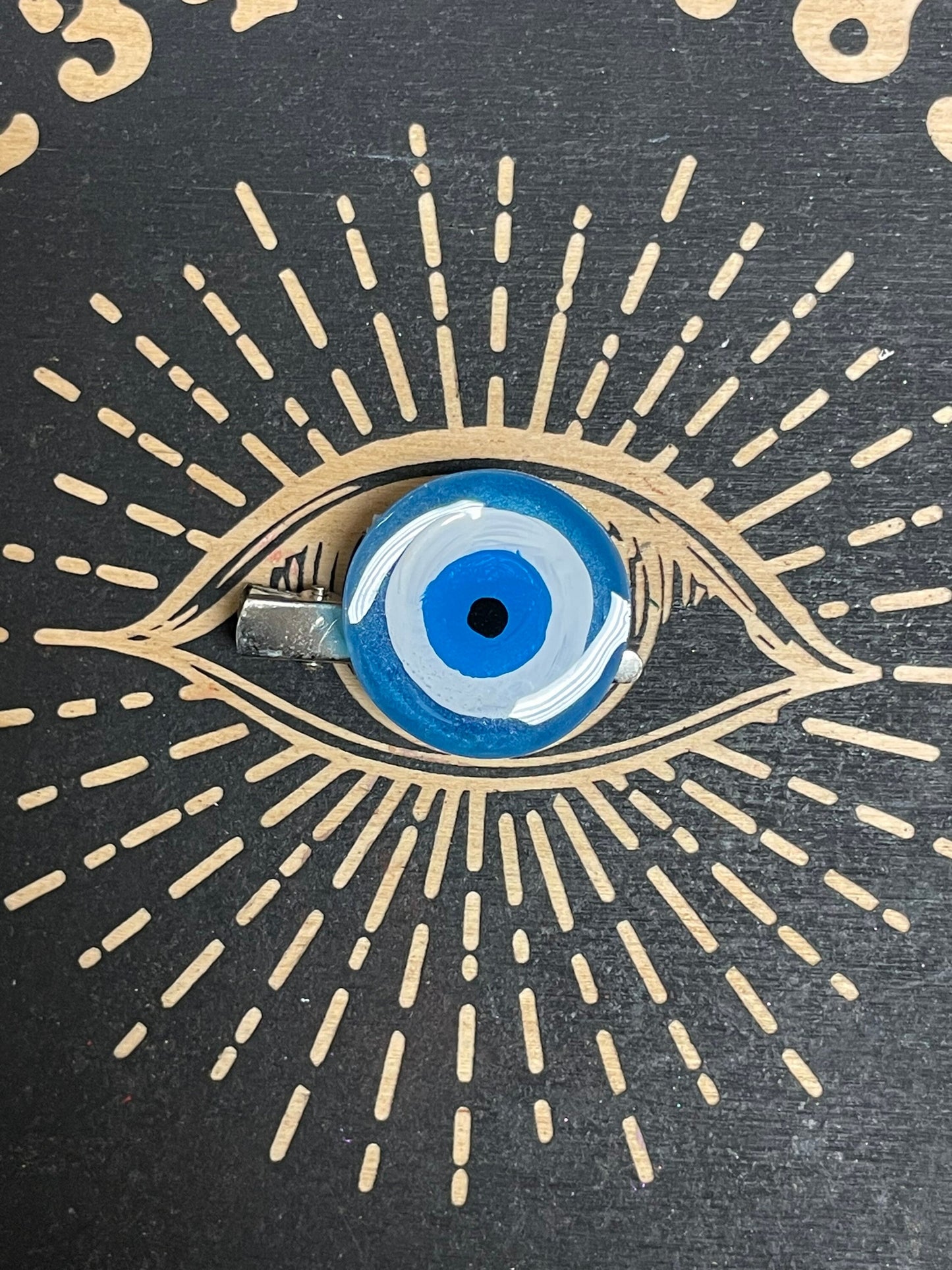 Evil Eye Pin / Hair Clip - Light Blue - Resin - Handmade