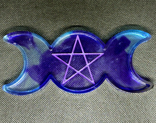 Pentacle Triple Moon Tray (Blue/Purple)