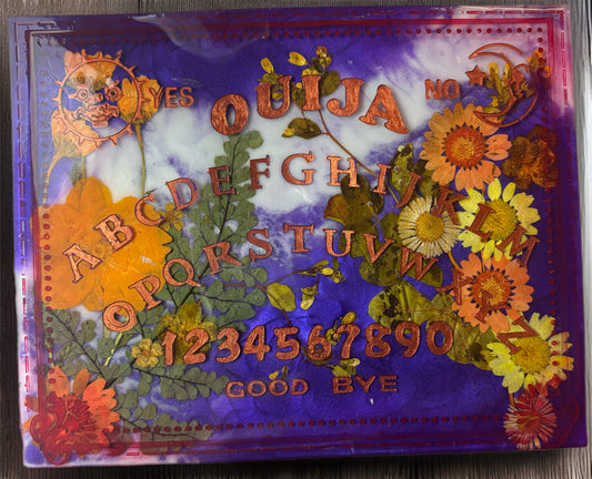 Handmade Resin Ouija Board (Rose Gold Letters - Glow in the Dark)