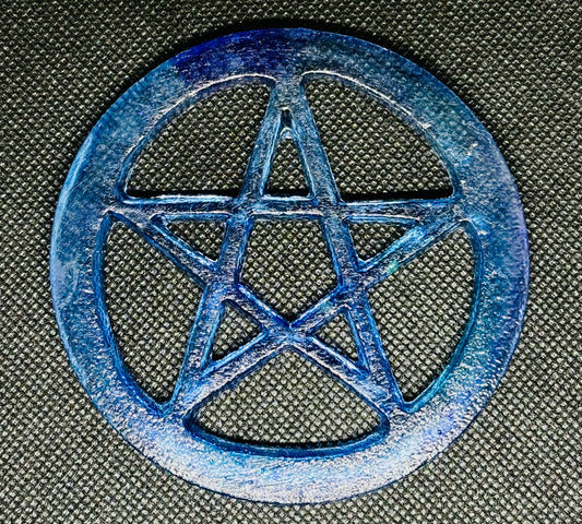 Transparent Blue Glitter Altar Pentacle Tile