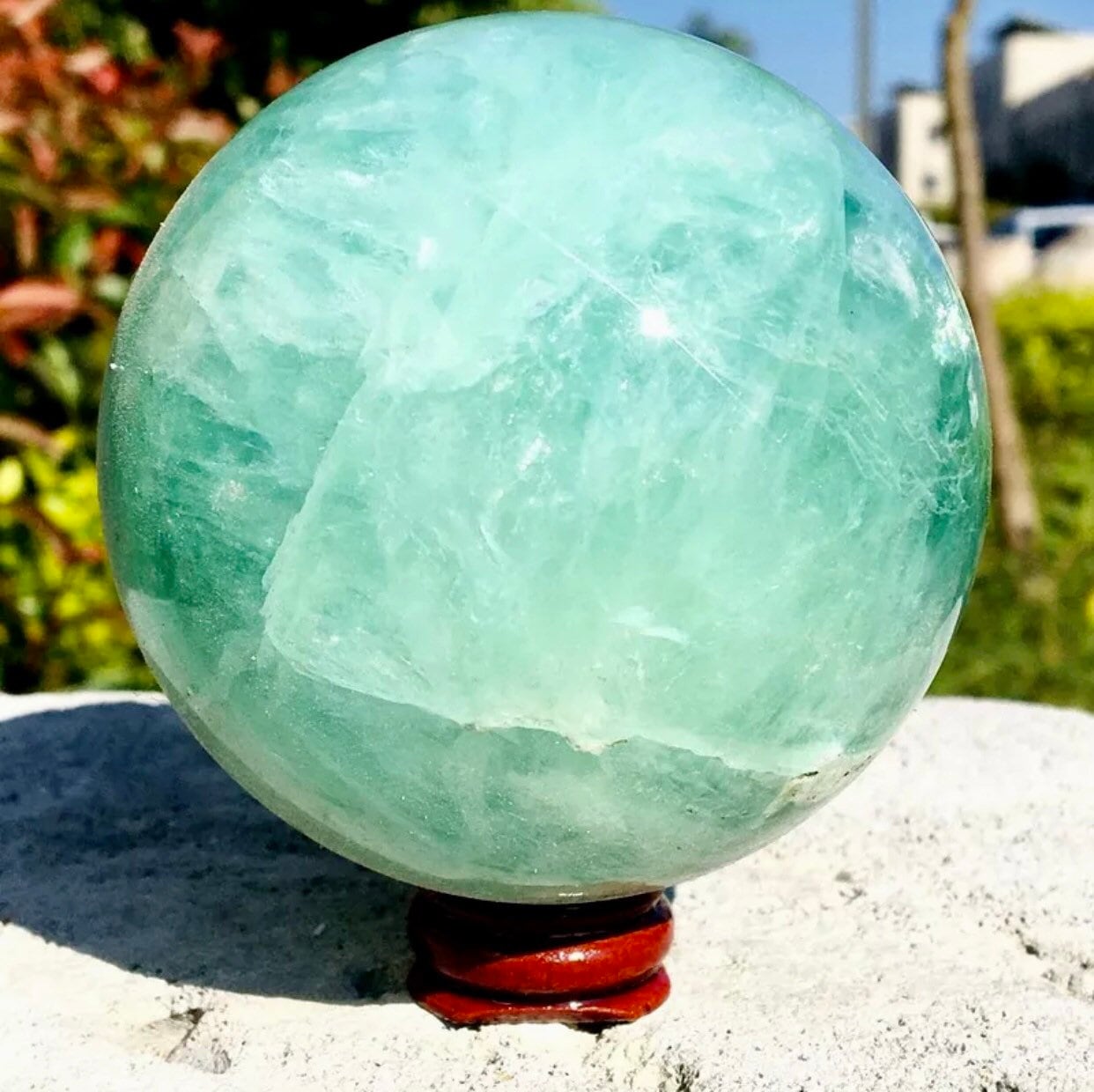 Medium Green Flourite Sphere 1.9lbs w/ sphere stand