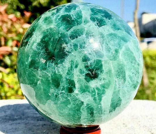 Medium Green Flourite Sphere 1.44lb w/ sphere stand