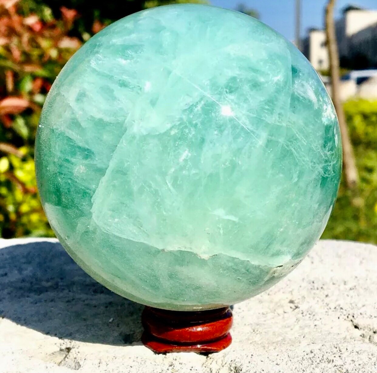 Medium Green Flourite Sphere 1.9lbs w/ sphere stand