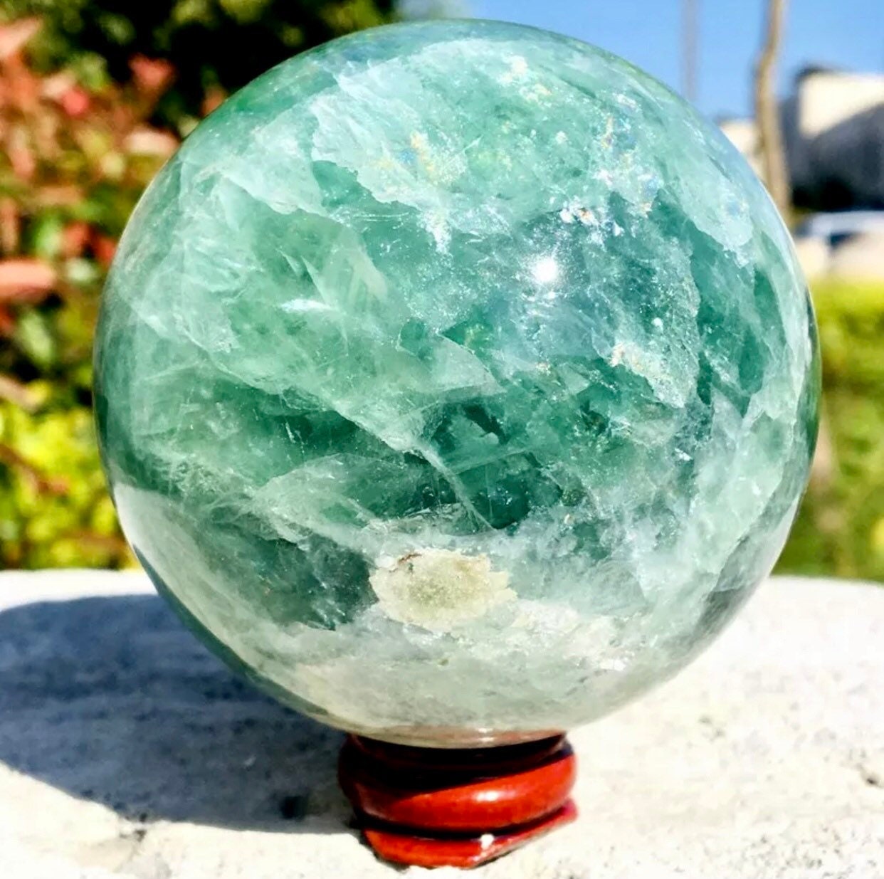 Medium Green Flourite Sphere 1.44lb w/ sphere stand