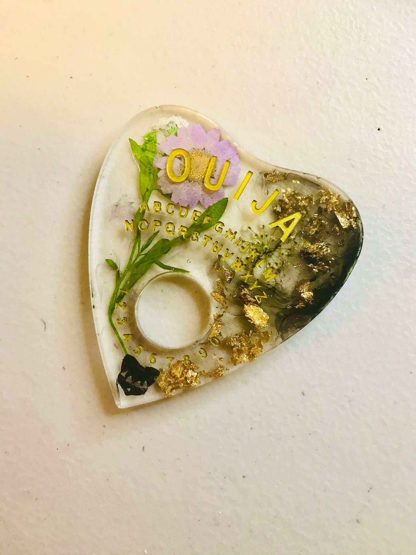 Floral Sun & Moon Resin Ouija Board with Matching Planchette - Custom / Made to Order - Colors May Vary
