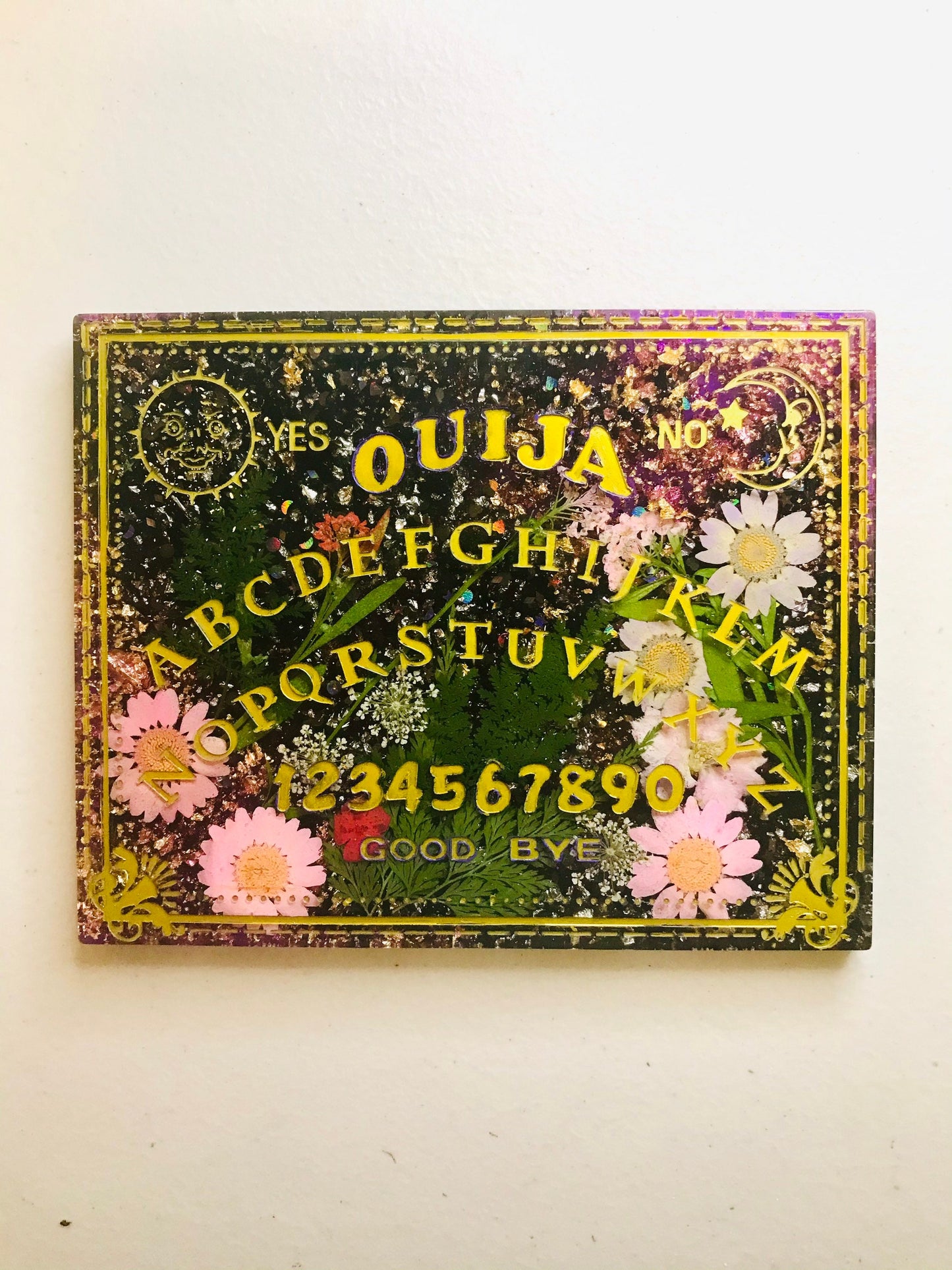 Floral Sun & Moon Resin Ouija Board with Matching Planchette - Custom / Made to Order - Colors May Vary