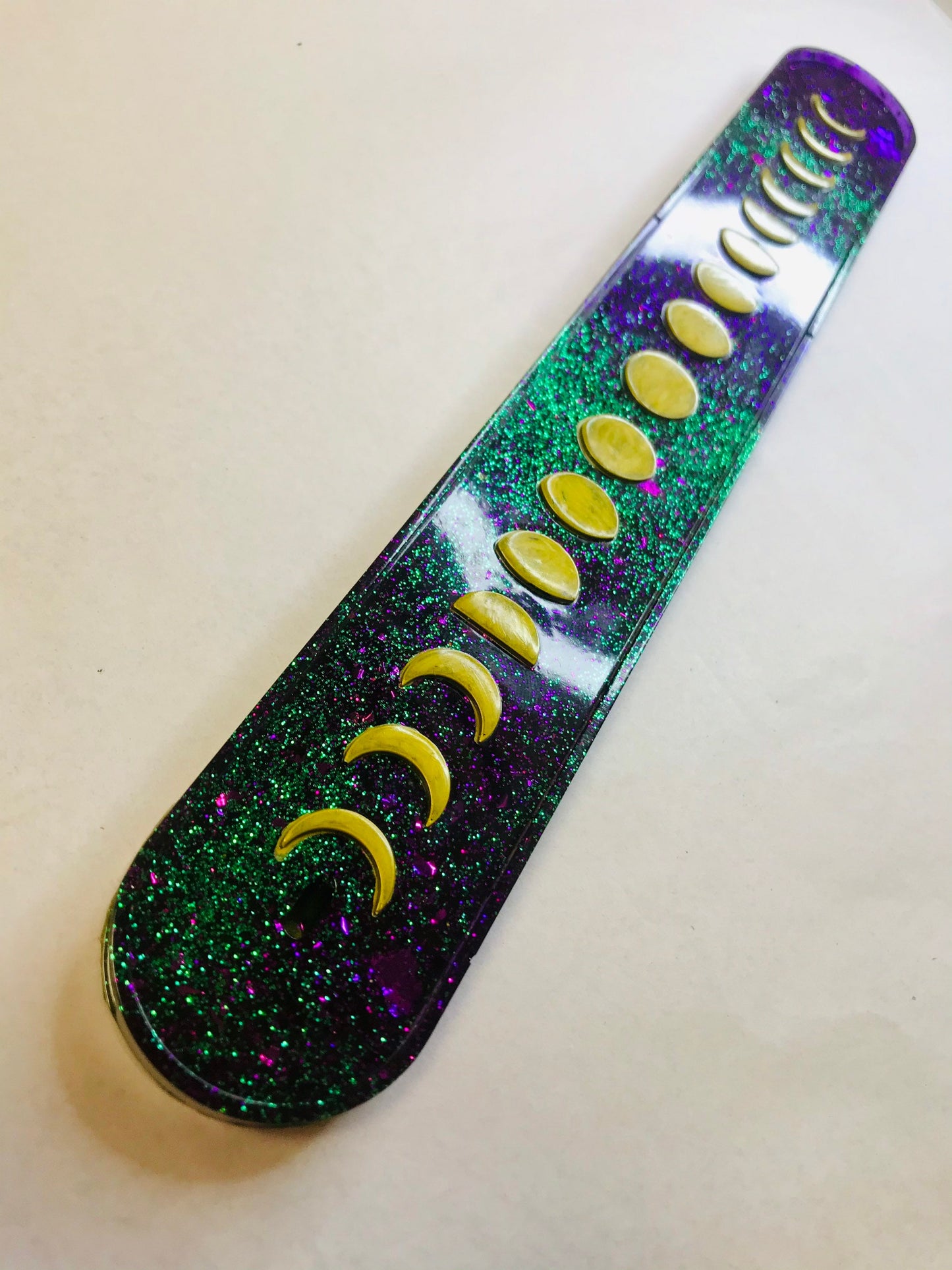 Lunar Incense Stick Burner, Purple and Green Resin Incense Holder, Moon Phases - Custom / Made to Order