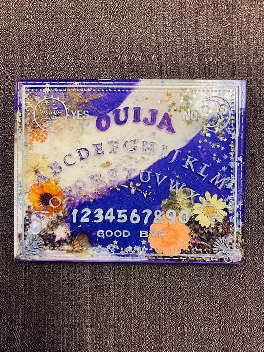 Purple and White Resin Ouija Board with Matching Planchette, Glow in the Dark - Made to Order