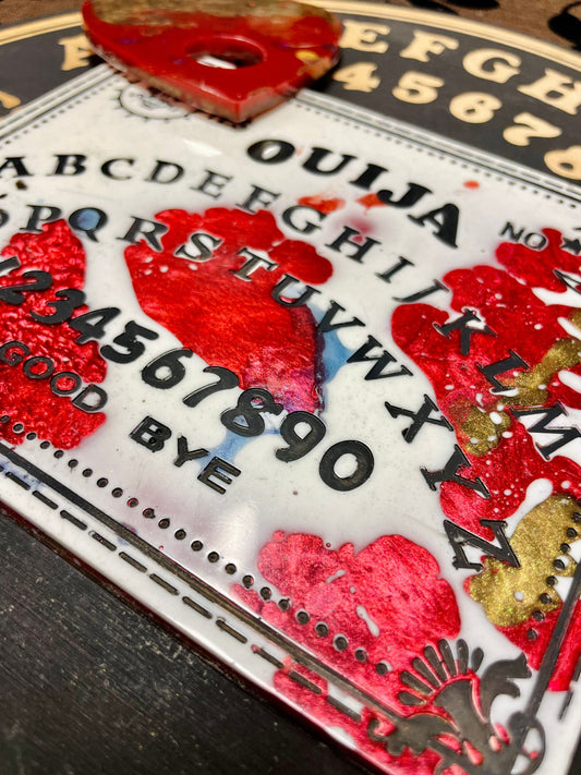Red, White & Gold Ouija Board - Made to Order, 6x4inches, Resin