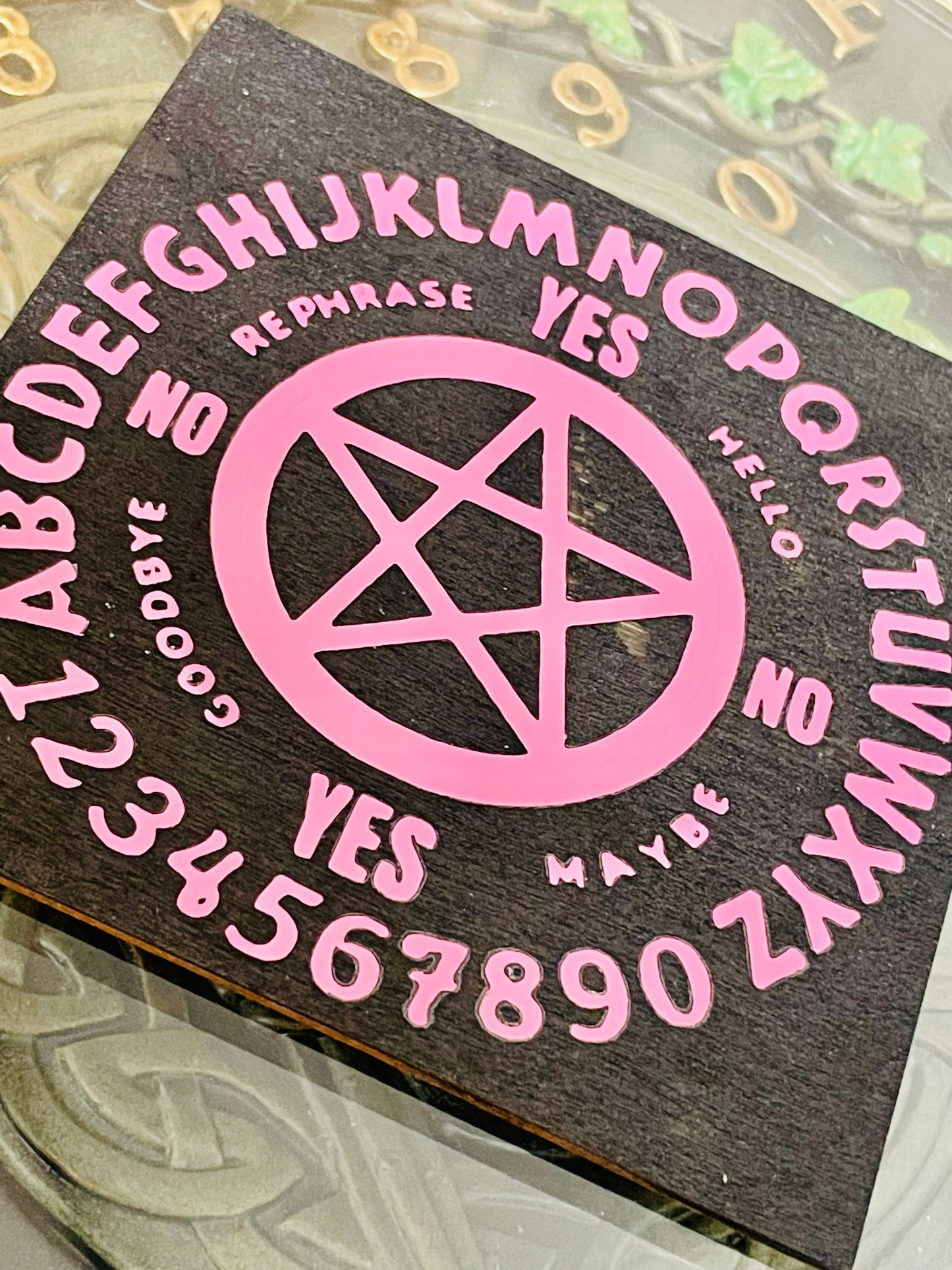 Pendulum Board #1, 4x4 inches, SQUARE, Wood - Vinyl - Acrylic Paint - Handmade - Pink Letters - Choose Background Color