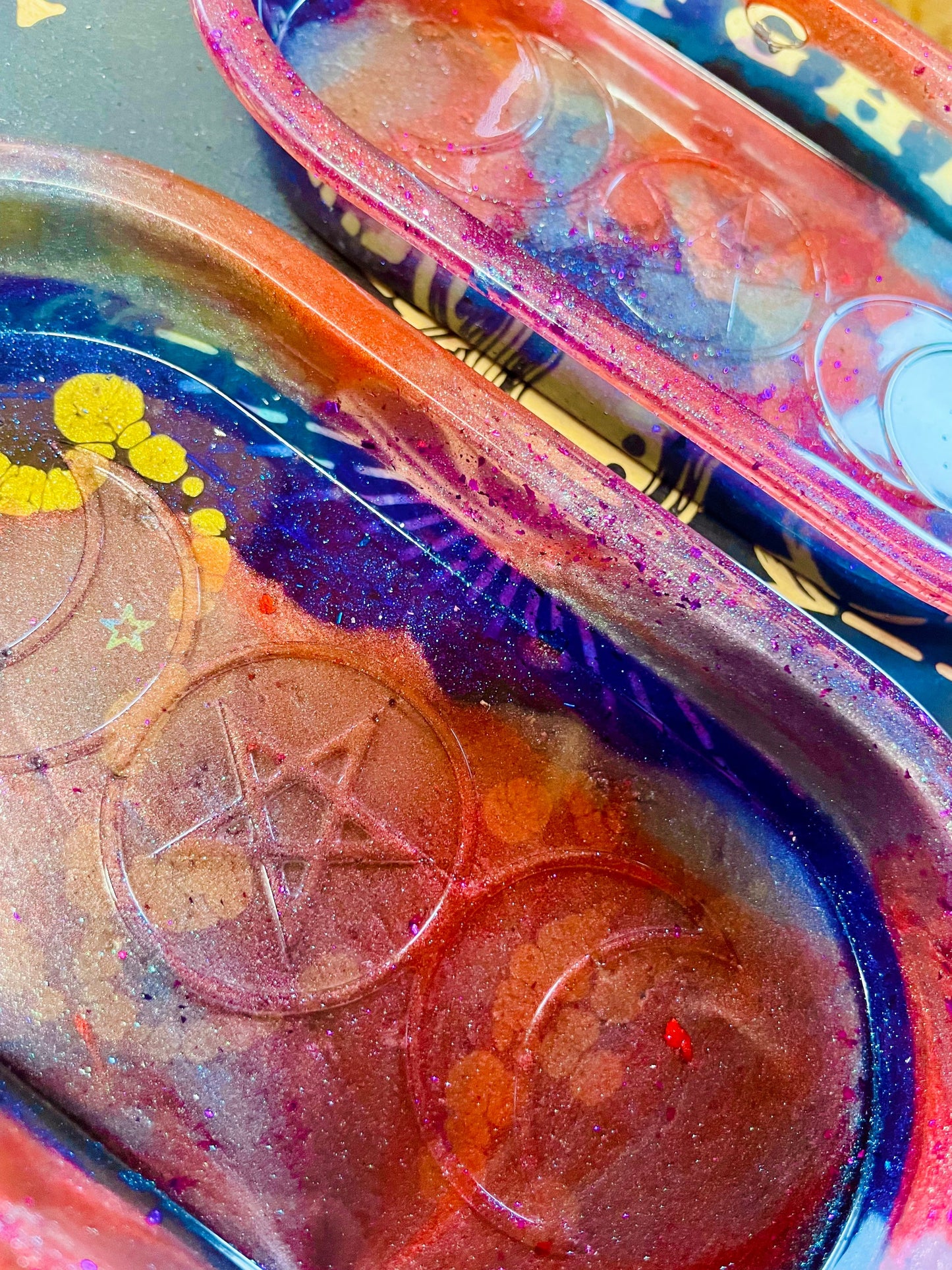 Multi-Color Triple Moon Goddess Rolling Tray (Medium), Altar Decor, Candle Holder / Jewelry Tray - Made to Order