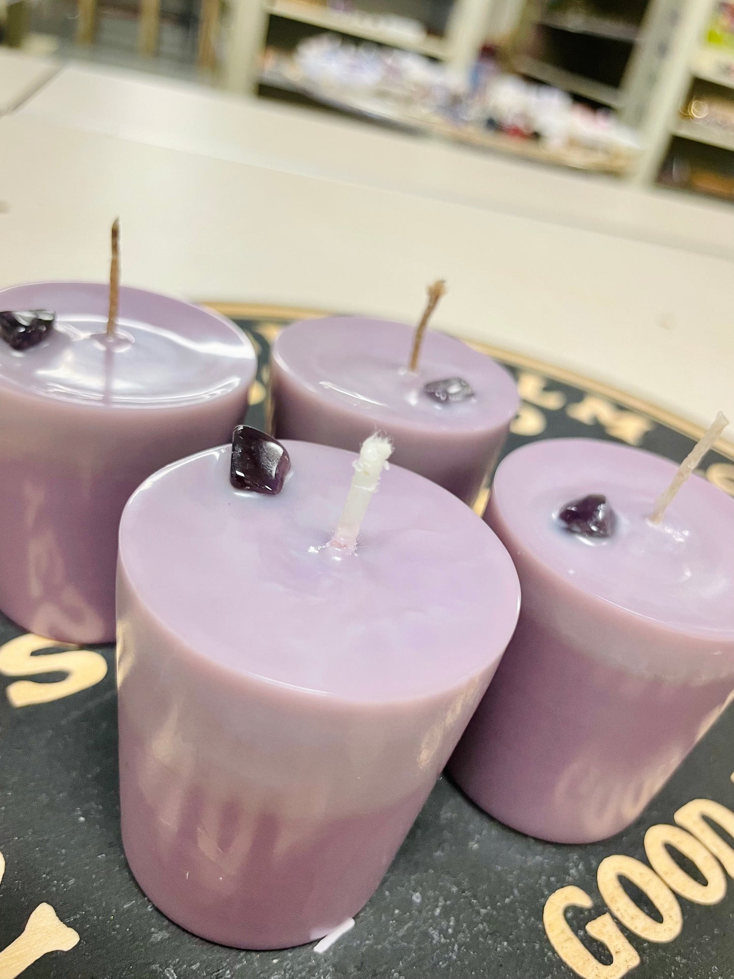 Intuition w Amethyst Votive Spell Candle