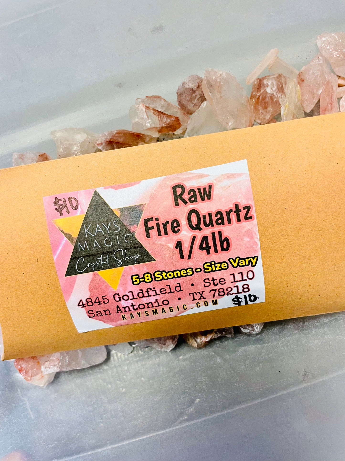 Fire Quartz Crystals, Raw, 1/4 lb Bulk