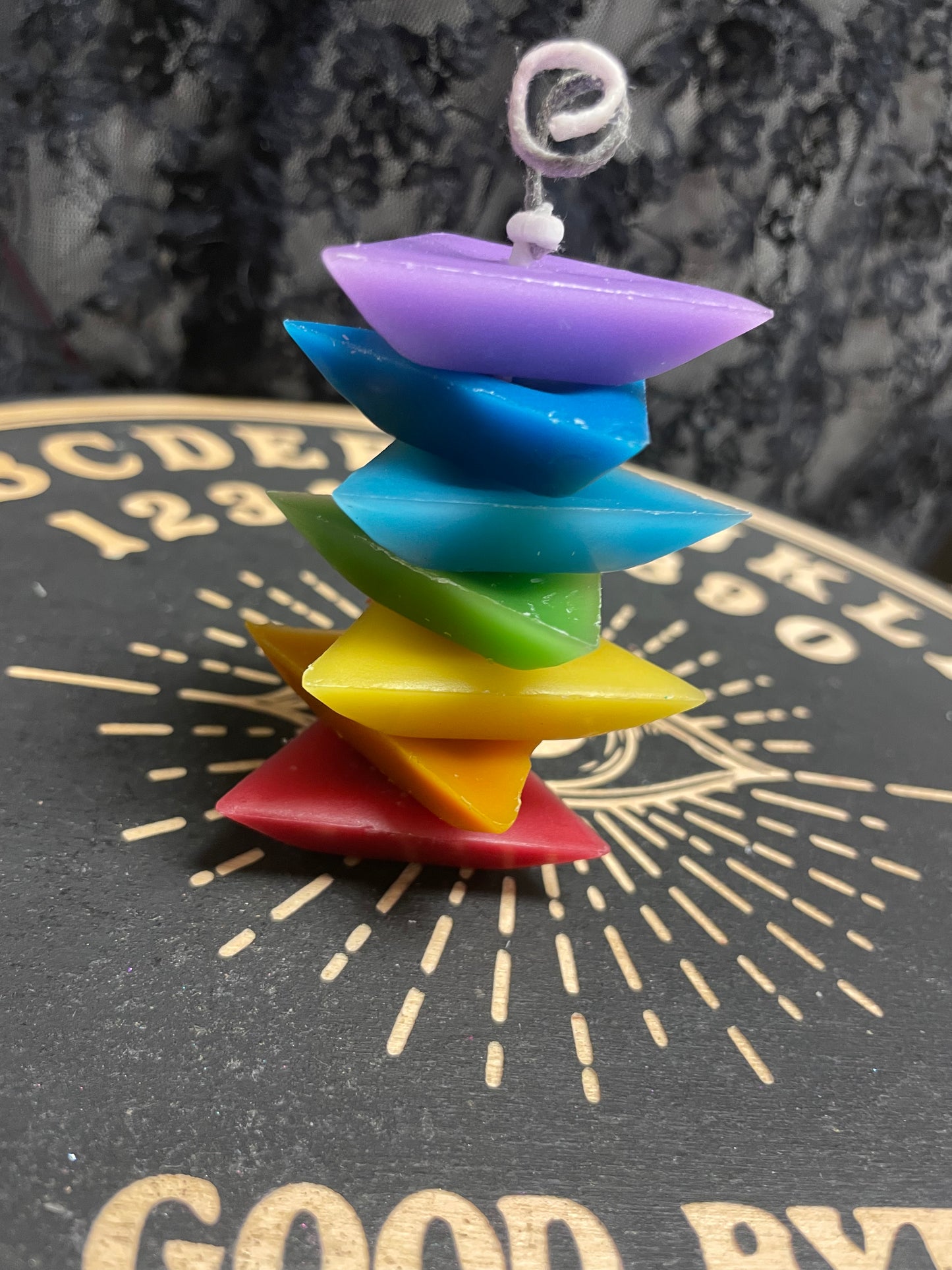 7 Chakra Stacked Triangle Candle