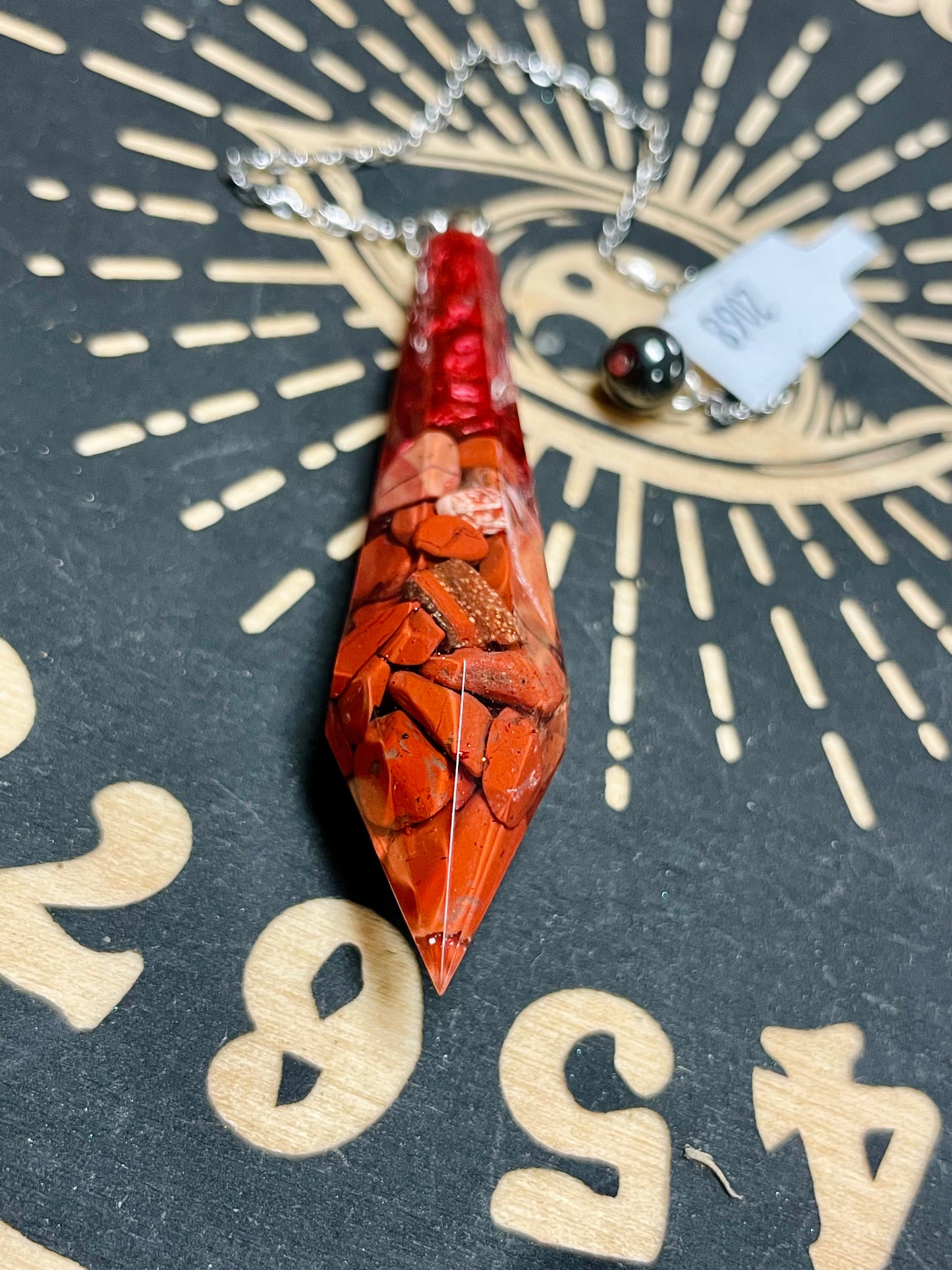 Red Jasper Resin Pendulum, Choose Size