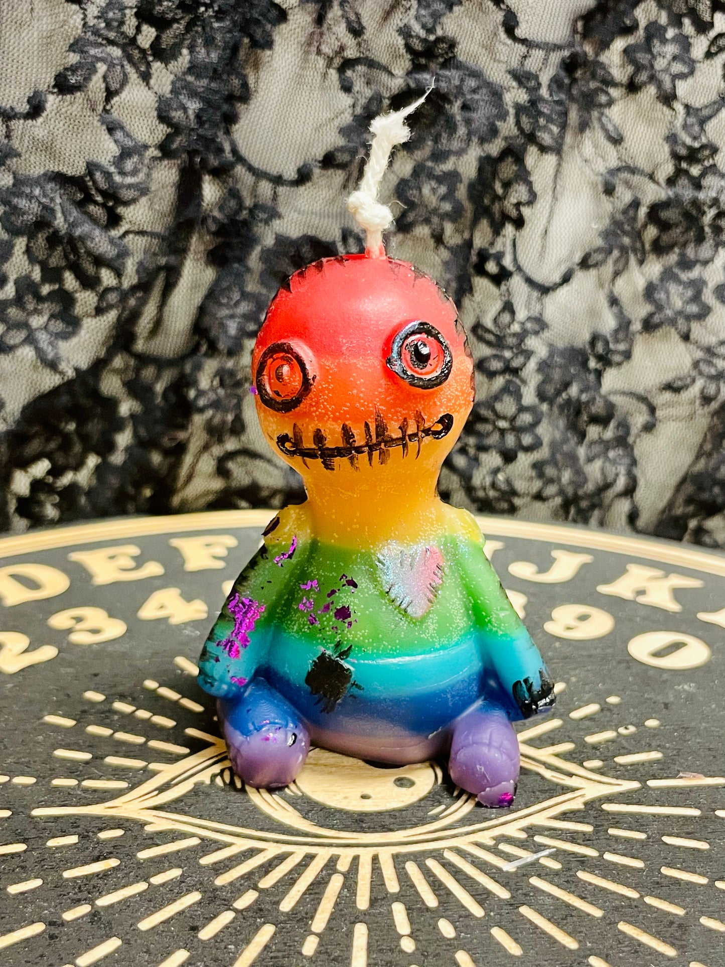 Rainbow Voodoo Doll Beeswax Candle, Voodoo Doll Candle, 7 Chakras