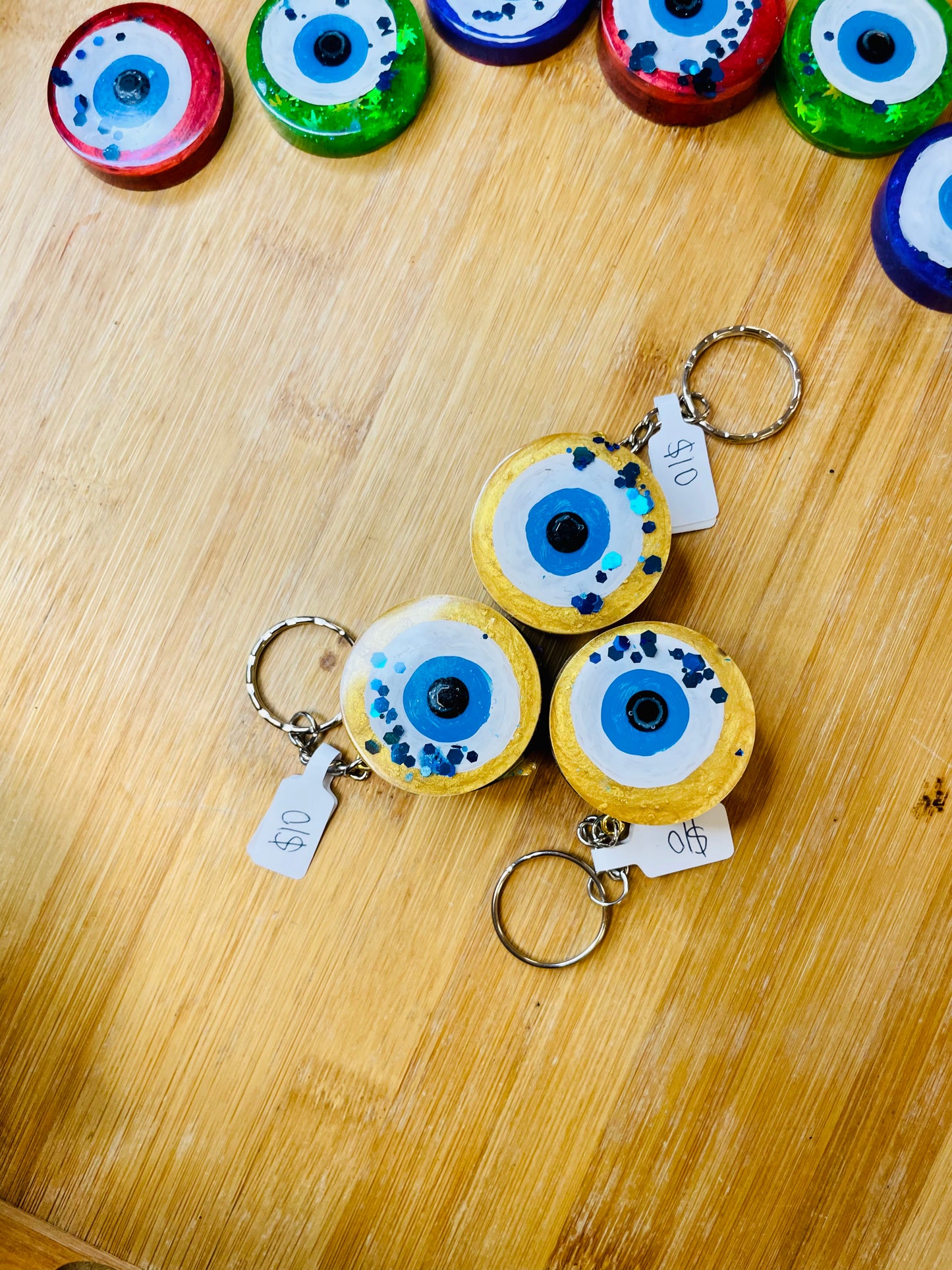 Evil Eye Protection Keychain, Yellow