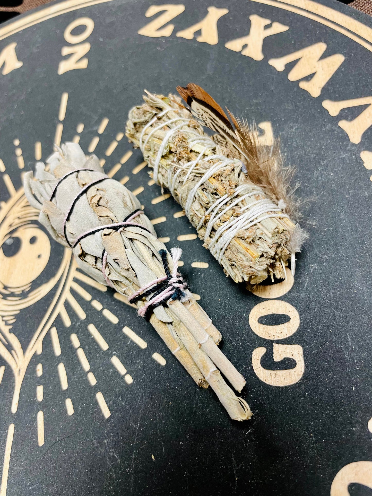 White Sage / Mugwort Smudge Kit with Feather, 3 Pc