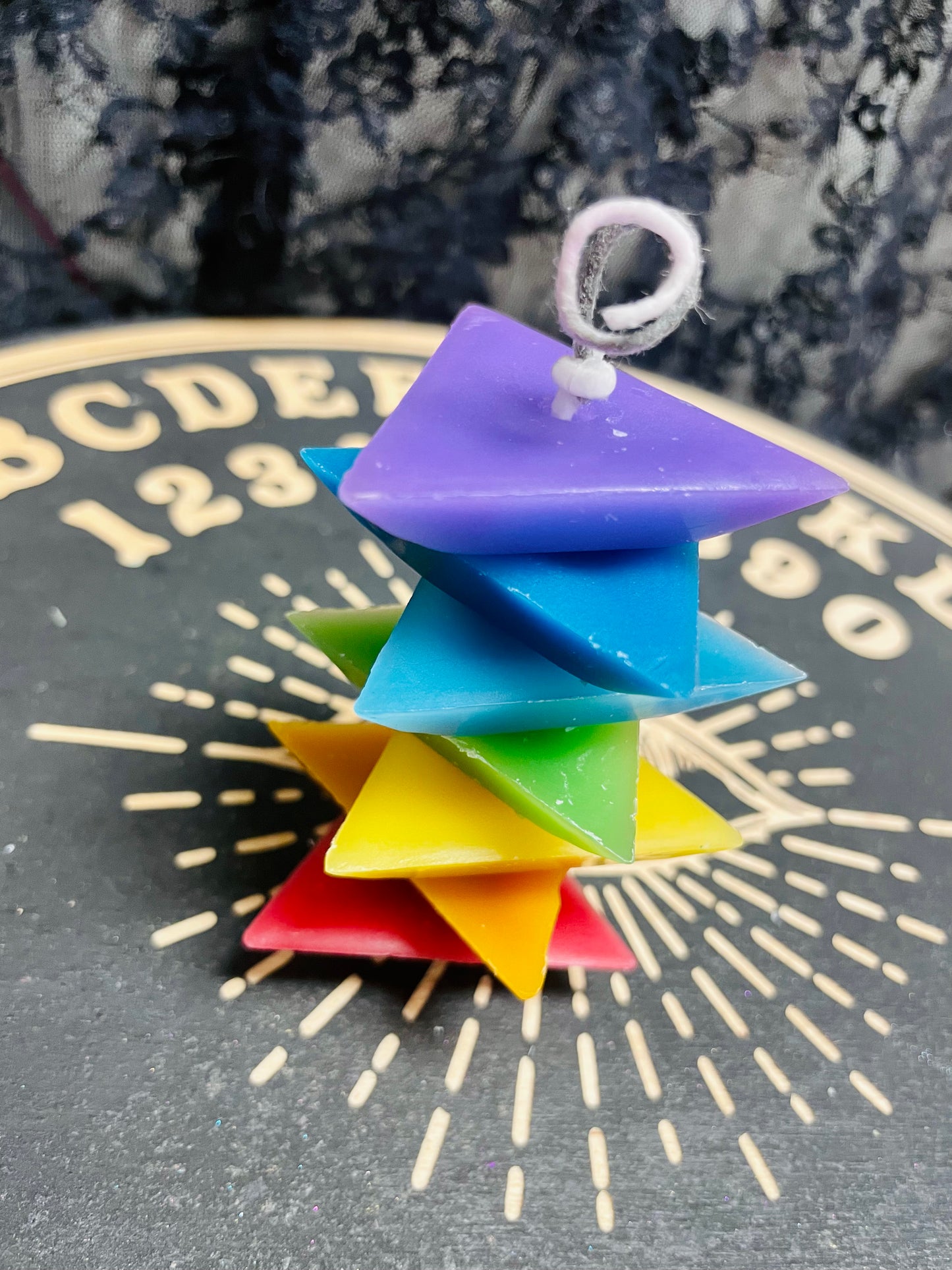 7 Chakra Stacked Triangle Candle