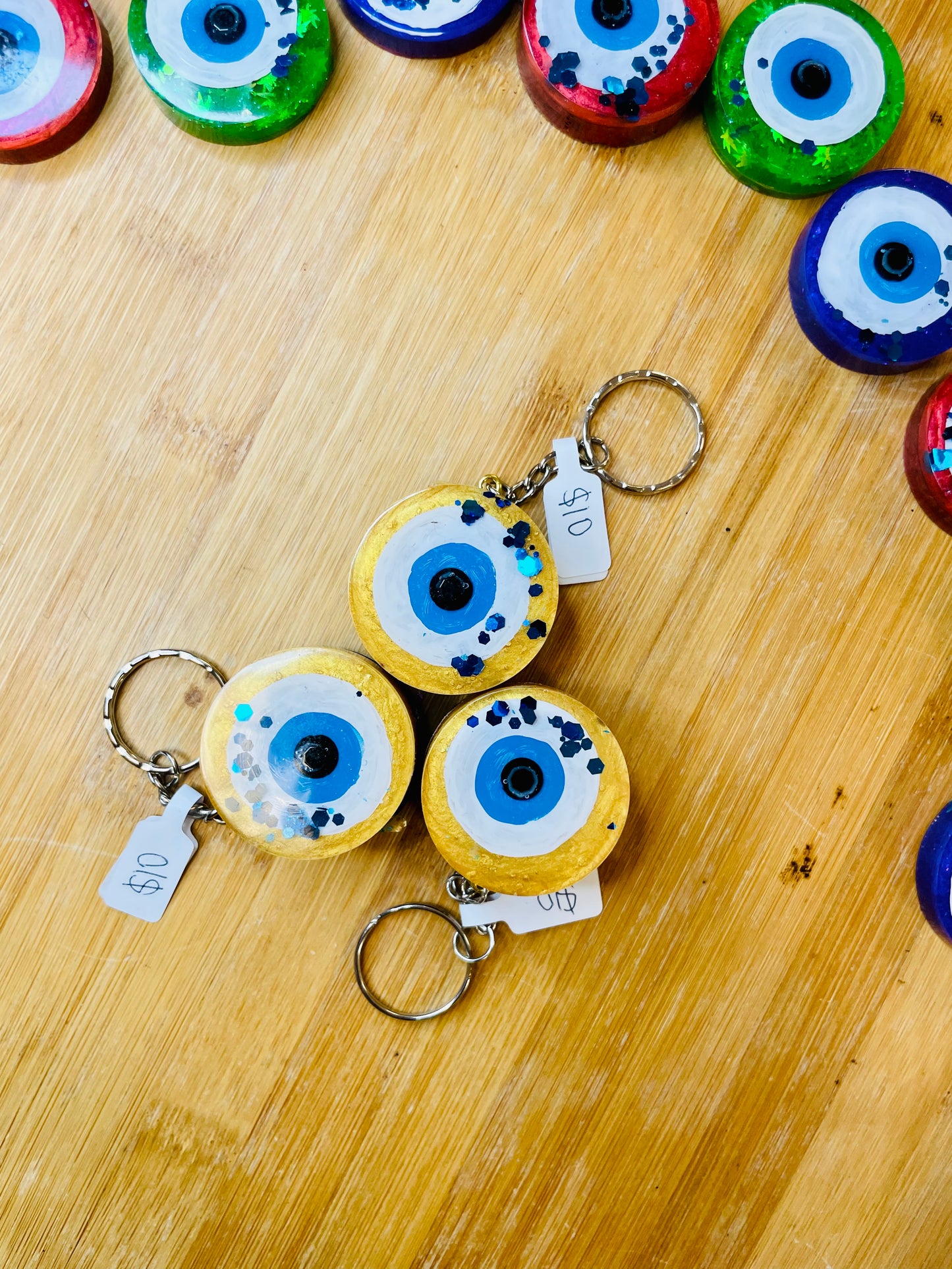 Evil Eye Protection Keychain, Yellow
