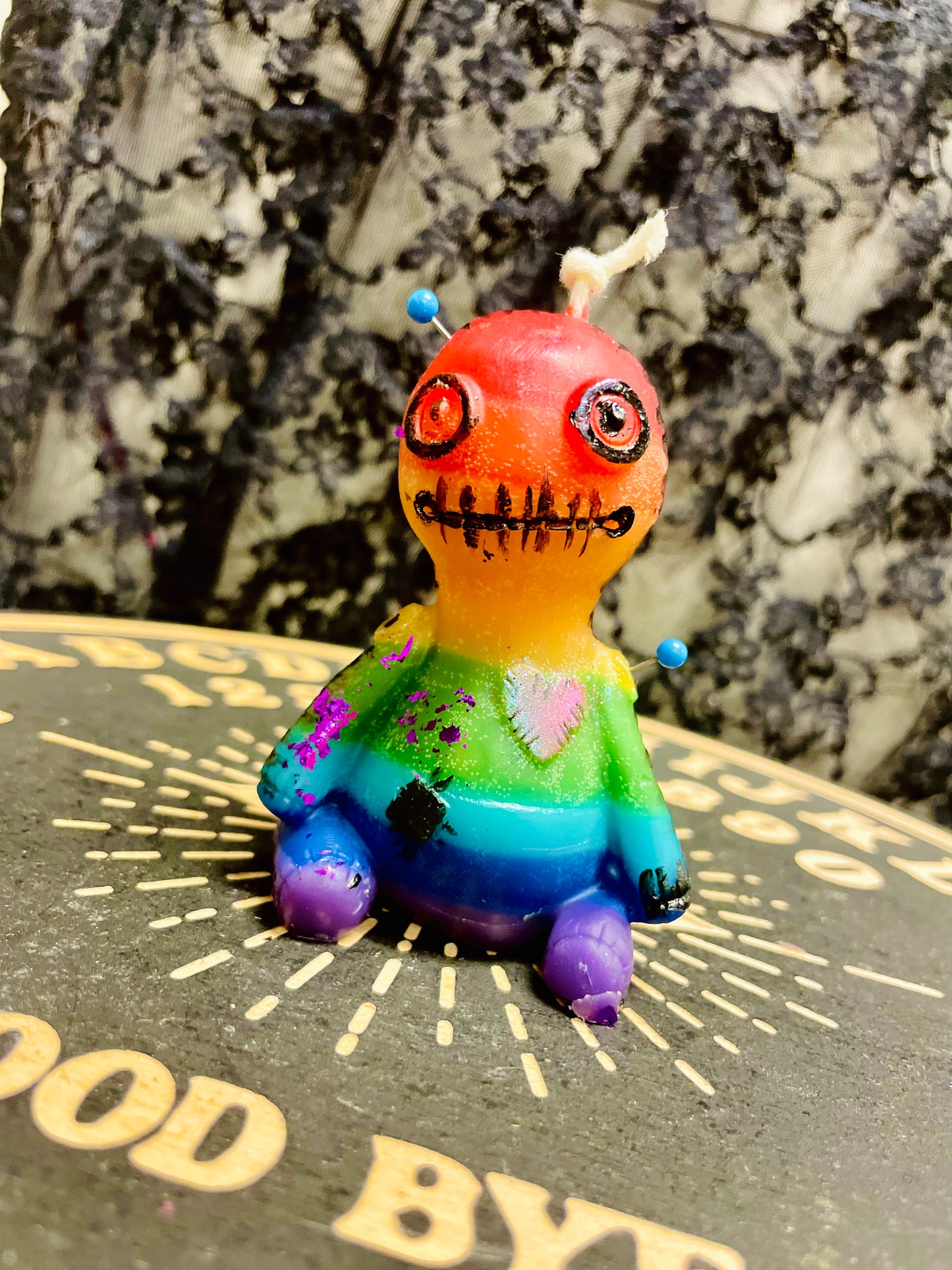 Rainbow Voodoo Doll Beeswax Candle, Voodoo Doll Candle, 7 Chakras